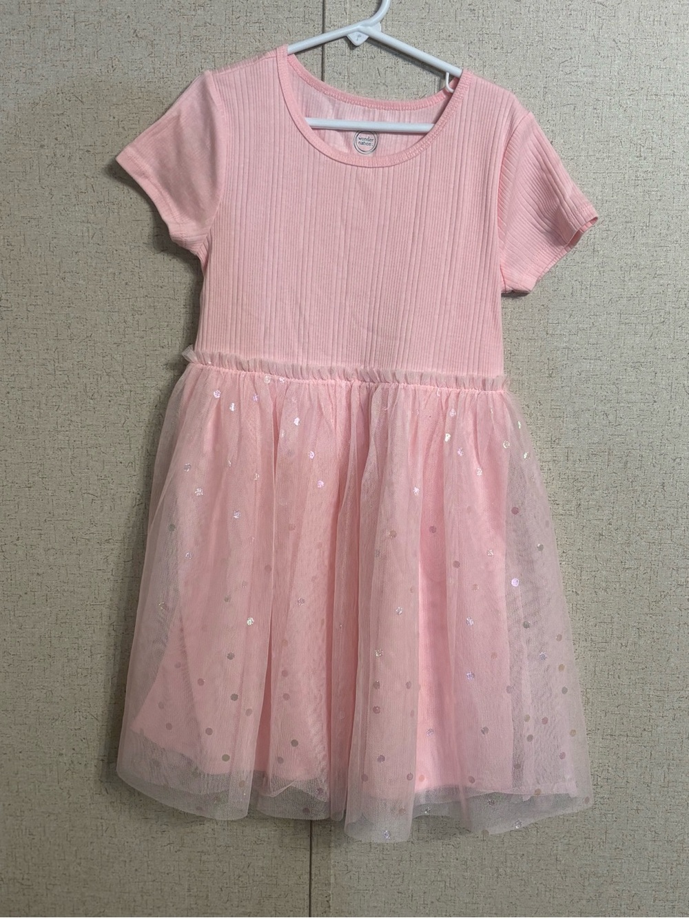 wonder nation Light Pink Ribbed Bodice Tulle Skirt Dress girls 8